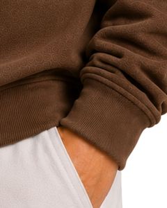Brown Men Oversized Quarter Zip Sweatshirt Pullover Fleece Cotton Polyester Casual Winter Sweatshirt With <b>Stand</b> Collar Zip Neck - Product Image 3