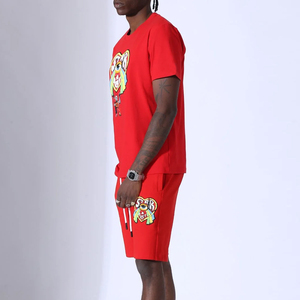 Derniers ensembles d'été décontractés pour hommes avec logo imprimé, t-shirt et short de couleur unie, en promotion - Product Image 3