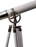 Télescope au sol vintage de 52 "rétro en cuir blanc et finition nickel avec trépied au sol pour la maison et le bureau Astro