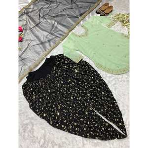 Conjunto de Fiesta de Diseñador, Talla XL, Dhoti Salwar y Dupatta, Estilo Elegante - Product Image 1