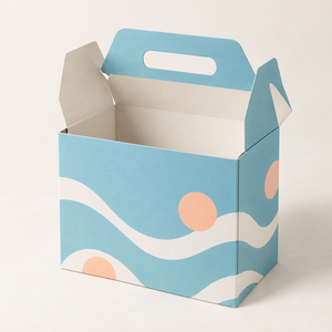 Custom Aqua Geometric Gable Handle Paper <b>Box</b> for Cosmetic Party <b>Favors</b> and Retail Gifts - Product Image 2