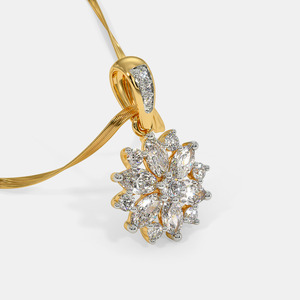 Collar con Colgante de Diamante Cultivado en Laboratorio con Diseño Floral de Copo de Nieve en Oro Amarillo - Product Image 5