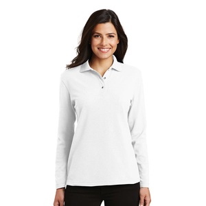 Chemises de golf et de tennis pour femmes, pull-over performant à manches longues, polos boutonnés, style décontracté, polyester, logo, travail - Product Image 1