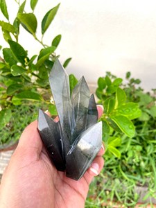 Pirámide de Cristal de Ágata Negra Tallada a Mano, Piedra Curativa para el Día de San Valentín, Recuerdo, Fabricante OEM ODM - Product Image 4