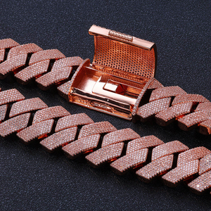 Moissanite Diamond Cuban Link Chain Necklace 925 Silver Rose Gold Tone Iced Out Chain Luxury Hip Hop Jewelry for <b>Men</b> Women - Product Image 3