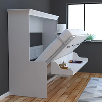 Pindel Handicraft Bureau-lit multifonction réglable avec armoire dissimulée |   Lit mural pliable blanc |   Design moderne et peu encombrant |