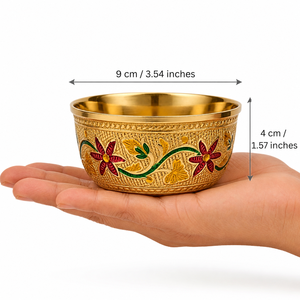 Ensemble de 4 bols en laiton décoratifs floraux pour servir, bols de service en métal pour la cuisine, la maison, la salle à manger, la restauration - Product Image 5