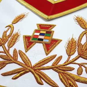 Tablier de Chapitre Royal Arch du Haut Prêtre de Qualité Supérieure - Ruban Rouge avec Broderie Dorée - Product Image 3