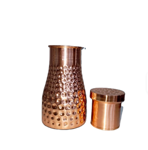Botella de Agua de Lujo de Cobre con Tapa, Diseño Vintage Martillado a Mano, Vaso Portátil Desechable - Artesanía India para el Hogar y Cenas al Aire Libre - Product Image 2