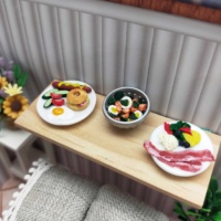 Nouvelle arrivée Miniature maison de poupée échelle 1:12 argile nourriture salade Hamburger Steak oeufs fleurs bricolage Brunch décoration