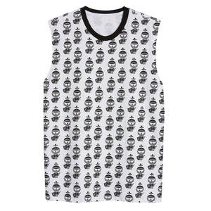 Débardeur blanc sans manches pour homme avec logo personnalisable, imprimé théière noire, col rond, décontracté, en coton tricoté respirant - Product Image 5