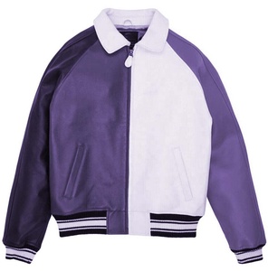 Nouvelle veste bomber en cuir de vache pour homme, personnalisée, avec blocs de couleur, patch brodé, col rabattu, fermeture éclair - Product Image 3