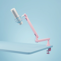 Support de micro rose à bras articulé 360° °   Support de bureau réglable en alliage d'aluminium avec gestion des câbles pour l'enregistrement en studio