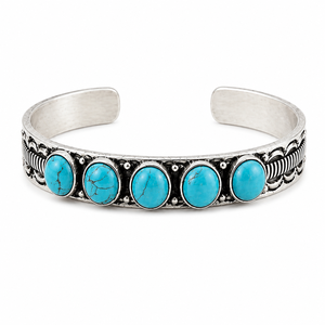 Brazalete Turquesa Hecho a Mano, Joyería Estilo Suroeste, Boho, Ajustable, Regalo para Mujer - Product Image 1