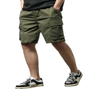 Pantalones Cortos Cargo Color Caqui para Hombre, Cintura Media, Cierre de Botones, Estilo Bermuda Informal, Color Sólido, Material de Lona Transpirable, Diseño con Bolsillos - Product Image 5