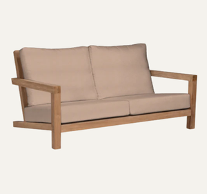 Sofá de Jardín para Exteriores, Estructura de Madera de Teca Sólida, Diseño Tropical, Cojines Gruesos Impermeables, Dos Plazas, Ecológico, para Sala de Estar o Patio - Product Image 5