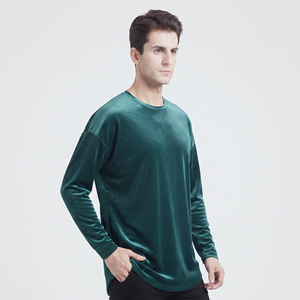 Men's Solid Long Sleeve O-Neck Eco-Friendly Breathable Oversized <b>Velvet</b> T-<b>Shirt</b> - Product Image 5