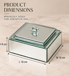 Caja de Almacenamiento de Joyas de Cristal con Perilla Cúbica, Acabado Brillante, Forro Suave, Organizador Decorativo para Recuerdos y Cosméticos - Product Image 4