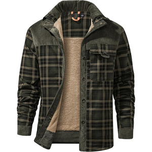 ARTIZ INTERNATIONAL Men's Plaid <b>Flannel</b> Shirt <b>Jacket</b> Removable Hoodie Thermal Fleece Lined Windproof Eco-Friendly Streetwear - Product Image 2