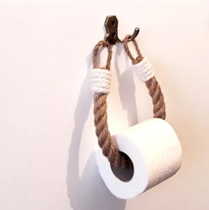 Porte-rouleau de papier toilette en corde, support mural en métal, porte-corde artisanal, support de papier toilette en corde - Product Image 1