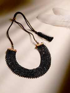 Black Beaded <b>Statement</b> <b>Necklace</b> for Women - Product Image 2