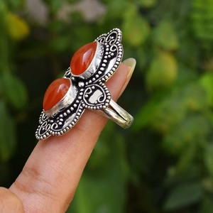 Carnelian Gemstone <b>Ring</b> 925 Sterling <b>Silver</b> Handmade Jewelry Elegant <b>Statement</b> <b>Ring</b> for Women Gift custom jewelry manufacturer - Product Image 3
