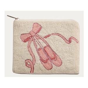 Monedero de algodón ecológico hecho a mano con cuentas, bordado de lazo blanco, con cremallera, para monedas, tarjetas y maquillaje, para niñas y mujeres - Product Image 4