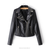 Gran oferta, abrigo negro para mujer, manga larga, Otoño, cremalleras de motorista, prendas de vestir, chaquetas de piel sintética para motocicleta, ropa de calle para mujer