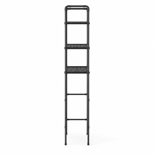 Tall Black Metal Three Tier Storage <b>Rack</b> with Open Lower Space for Bathroom Kitchen Laundry and Utility Organization Use - Product Image 4