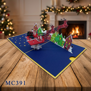 Carte pop-up 3D Père Noël, artisanat en papier découpé au laser pour Noël, cadeaux artisanaux au design personnalisé, meilleures ventes au Vietnam, Viet-craft - Product Image 5