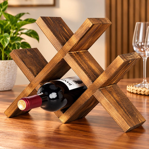 Handcrafted Wooden 8 Bottle Wine Rack Stand Rustic Wood Wine Bottle Holder for Home <b>Bar</b> Kitchen Dining Room Restaurant <b>Table</b> - Product Image 4
