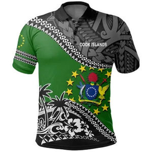 เสื้อโปโลแขนสั้นลำลองกัวม แบบกำหนดเอง ลายเกาะค็อก เสื้อโปโลผู้ชาย พิมพ์ลาย 3 มิติ สไตล์โพลีนีเซียน ผลิตจากโรงงาน - Product Image 1