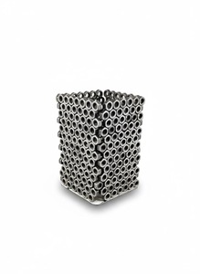 <b>Unique</b> Style Silver Metal <b>Vase</b> For Office And Commercial Spaces Table Decor Reception And Desk Modern Interior Accent - Product Image 4