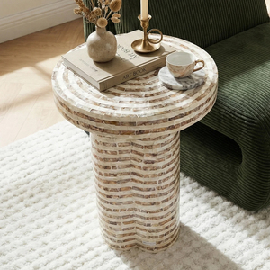 Mesa Auxiliar con Incrustaciones de Madreperla, Mosaico MOP, Mueble Decorativo de Lujo, Exportación Directa de Fábrica, Superventas - Product Image 3