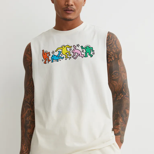 Débardeur de sport en coton uni personnalisé pour hommes, avec boutons en strass, idéal pour la musculation et le fitness - Product Image 3