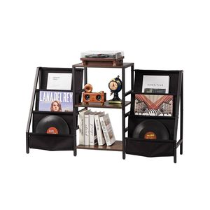 Supporto per Giradischi a 3 Livelli in Metallo con Porta Dischi in Legno e Scaffale Espositivo per CD - Product Image 1