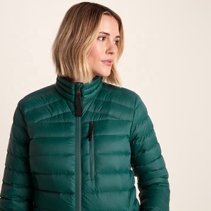 Veste d'hiver matelassée légère et pliable pour femme, en duvet vert, col montant, fermeture éclair, idéale pour l'extérieur - Product Image 2