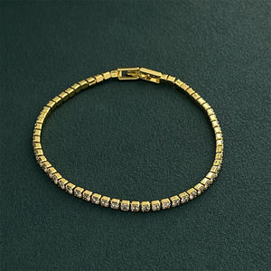 Bracelet tennis en moissanite plaqué or, style hip-hop, simple, luxueux, étincelant, pour tous les jours - Product Image 2