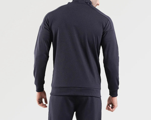 Men's Navy Hooded <b>Zip</b>-<b>Up</b> Tracksuit <b>Jacket</b> With Side Pockets Breathable Casual Full Sleeve Solid Design Autumn Wear - Product Image 3