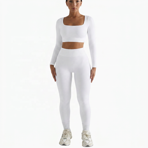 Women's 2 Piece Yoga Square <b>Crop</b> Mid Waist Breathable Lace <b>Leggings</b> Full Length Solid Black Activewear - Product Image 6