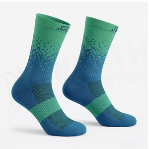 North Approach Crew <b>Socks</b> Blue Green Dot Pattern <b>Breathable</b> Running <b>Socks</b> for Adults Summer Season - Product Image 3