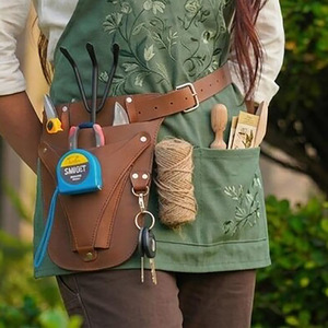 Cinturón de herramientas profesional de cuero para floristería, bolsa ajustable para la cintura, organizador de jardinería resistente, logotipo personalizado OEM a precio razonable - Product Image 4