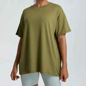 Camiseta Ligera de Manga Corta con Cuello en V para Mujer, Ecológica, de Algodón/Poliéster, con Logotipo Personalizado, Color Personalizado, Secado Rápido, para Invierno, Informal - Product Image 1