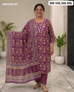 คอลเลคชั่นชุดคุर्ติ-กางเกงขายาวและผ้าคลุมไหล่พิมพ์ลายผ้าฝ้ายคุณภาพสูงแบบพลัสไซส์มาใหม่ ผลิตโดยผู้ผลิตจากเมืองสุราษฎร์ - Product Image 2
