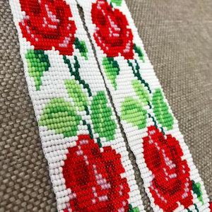 Vintage Beautyfull Jewelry Red Flowers on White Background <b>Bead</b> Necklace,Boho <b>Bead</b> Necklace, Flowers Necklace,for gifted,Party - Product Image 1