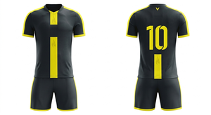 Maillot de football personnalisé pour homme, bleu, col en V, manches courtes, 100 % polyester, anti-humidité, tenue d'équipe, numéro 10 imprimé au dos - Product Image 6