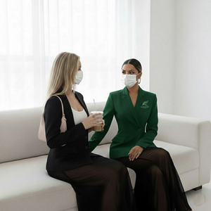 Conjunto de faldas transpirables OEM personalizadas para mujer, top corto con capucha y estampado de logotipo informal, conjunto de faldas con capucha para invierno. - Product Image 5