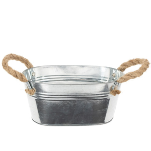 Antique Copper Finished Oval Beverage Tub With Embossed Fleur de Lis Pattern and Sturdy Wooden Handles Large Galvanized <b>Wine</b> Tub - Product Image 4