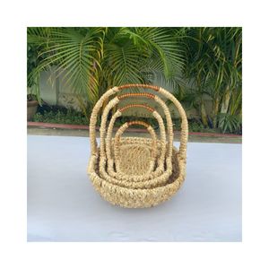Ensemble de 4 paniers écologiques en écorce de maïs naturelle blanche. Idéal pour les collations, les fruits ou pour organiser des objets. - Product Image 3