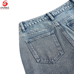 Jean ample de luxe pour femme avec strass, en denim premium, taille mi-haute, pantalon décontracté et tendance, fournisseur en gros OEM ODM - Product Image 5
